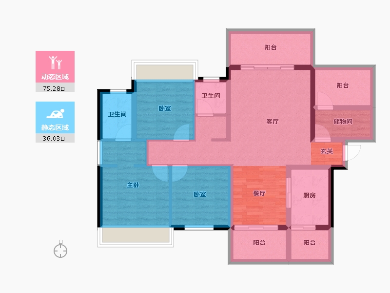 湖南省-衡阳市-太同兴·清华园-98.49-户型库-动静分区