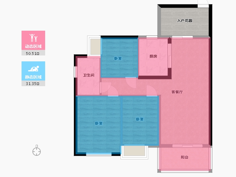 湖南省-怀化市-金达华府-81.05-户型库-动静分区