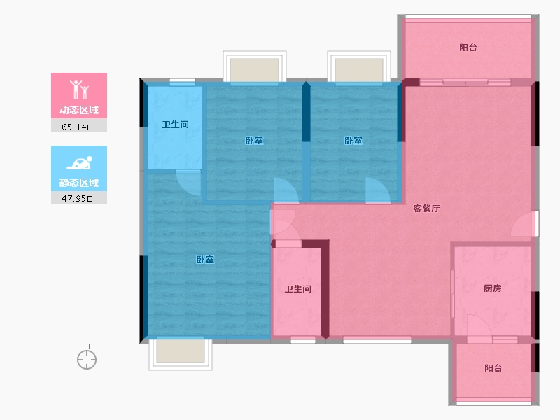 湖南省-衡阳市-珠江·愉景雅苑-101.94-户型库-动静分区