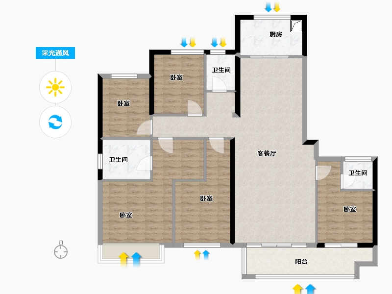 湖南省-岳阳市-北控·岳州府-132.23-户型库-采光通风