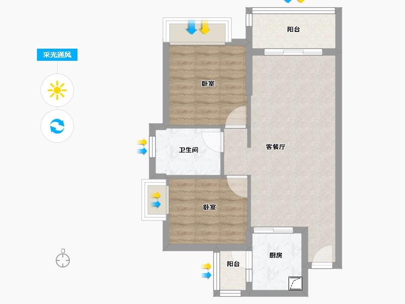 广东省-清远市-英德富力金禧花园-60.00-户型库-采光通风