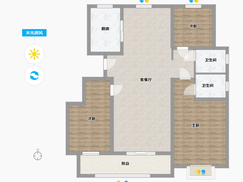 山东省-泰安市-洸河水岸-114.00-户型库-采光通风