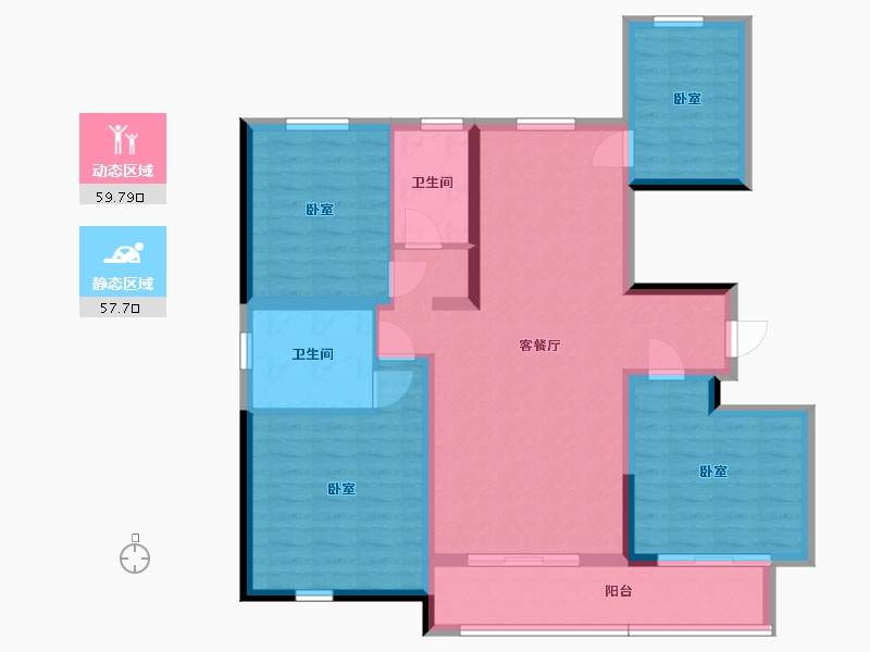 宁夏回族自治区-银川市-中房东方赋-105.26-户型库-动静分区