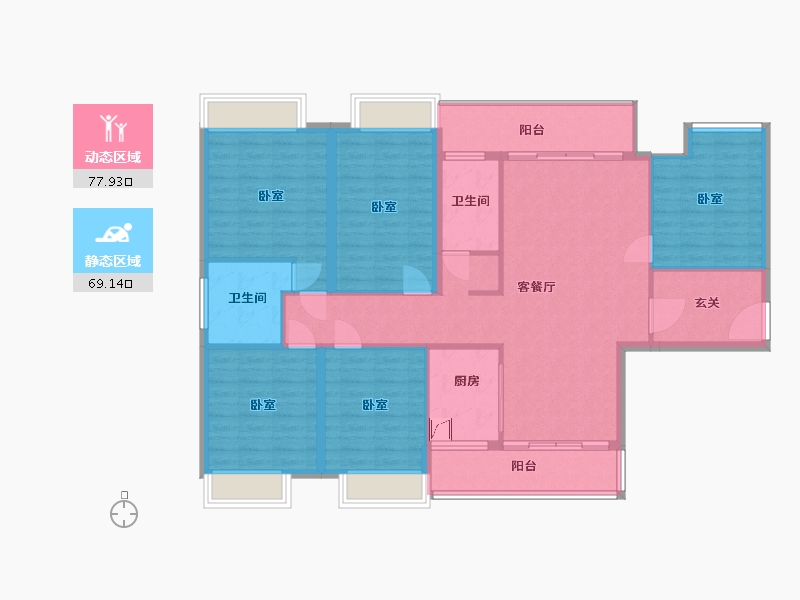 湖南省-怀化市-恒辉·今典广场-133.15-户型库-动静分区