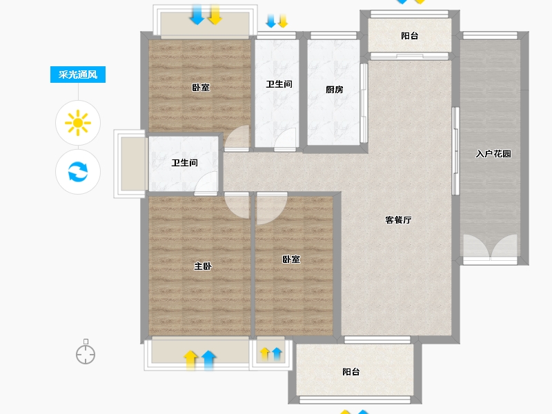 广东省-广州市-花都凤凰御景-107.00-户型库-采光通风