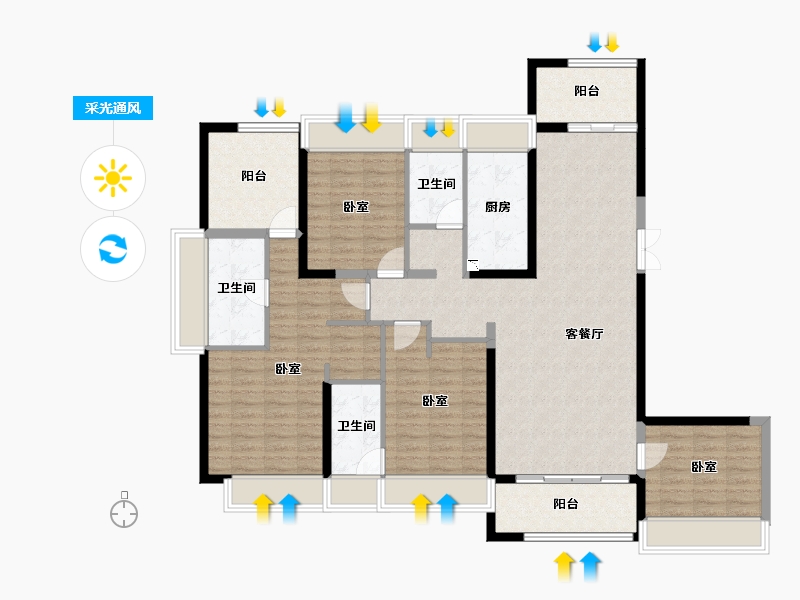 广东省-广州市-美的绿城凤起兰庭-136.15-户型库-采光通风