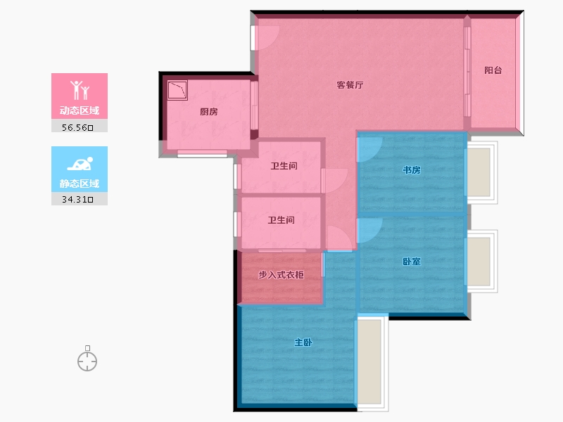 广东省-深圳市-华润城润玺一期-81.86-户型库-动静分区