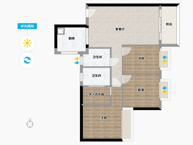 广东省-深圳市-华润城润玺一期-81.86-户型库-采光通风