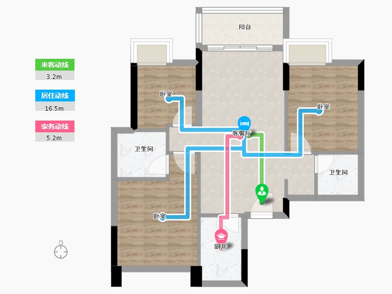 广东省-珠海市-平沙九号广场-68.04-户型库-动静线