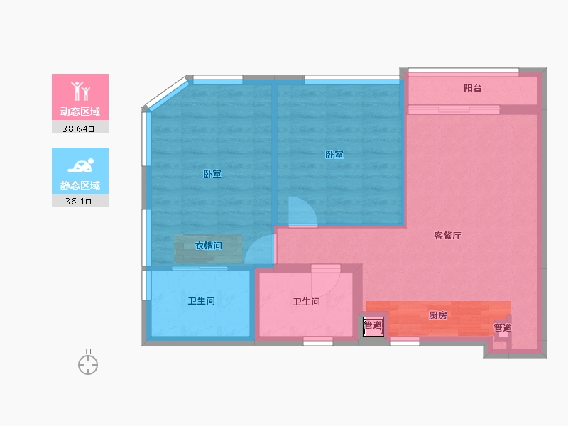 广东省-深圳市-大中华环球经贸广场W公寓-66.95-户型库-动静分区