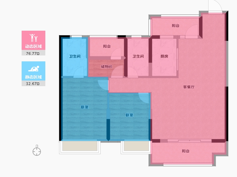 湖南省-长沙市-澳海文澜府-98.00-户型库-动静分区