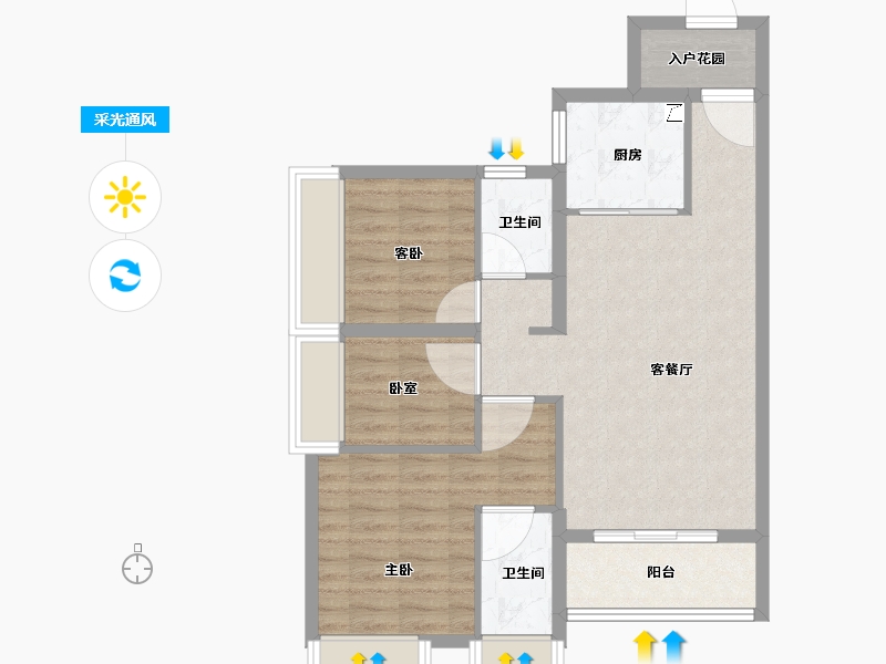 广东省-珠海市-时代·香海彼岸-76.01-户型库-采光通风