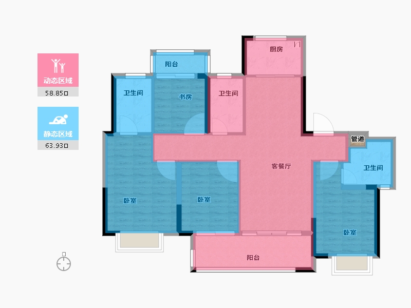 浙江省-温州市-新力琥珀园-111.00-户型库-动静分区