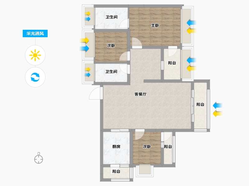 广东省-深圳市-朗泓龙园大观-92.51-户型库-采光通风