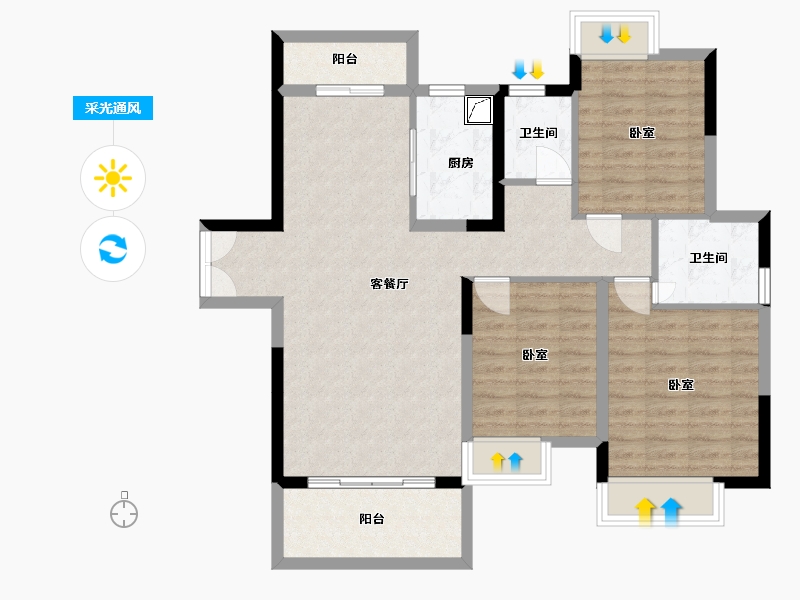 湖南省-郴州市-宜章盛德华府-93.03-户型库-采光通风