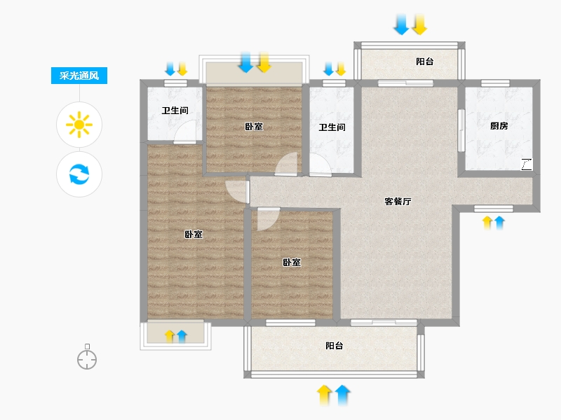 广东省-阳江市-绿洲凯德堡-104.51-户型库-采光通风