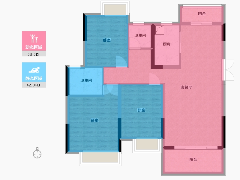 湖南省-郴州市-宜章盛德华府-90.83-户型库-动静分区