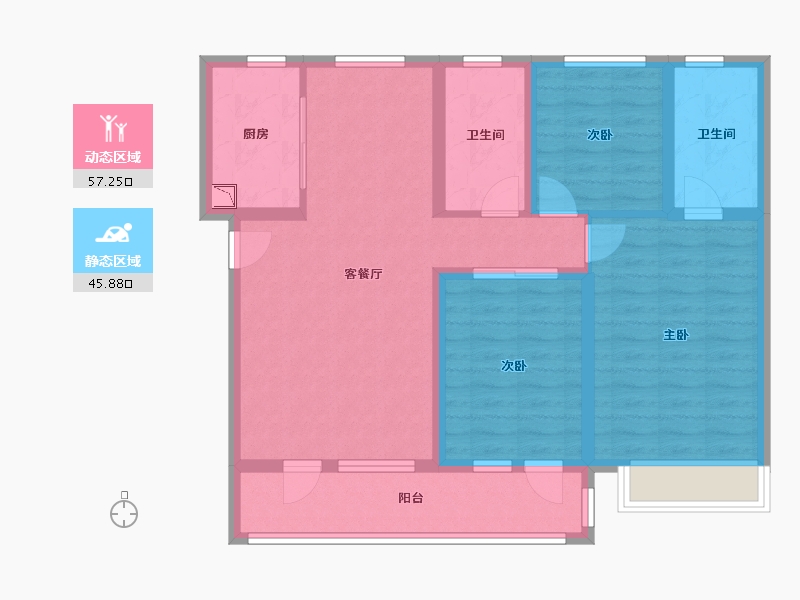 山东省-烟台市-融创迩海-91.34-户型库-动静分区