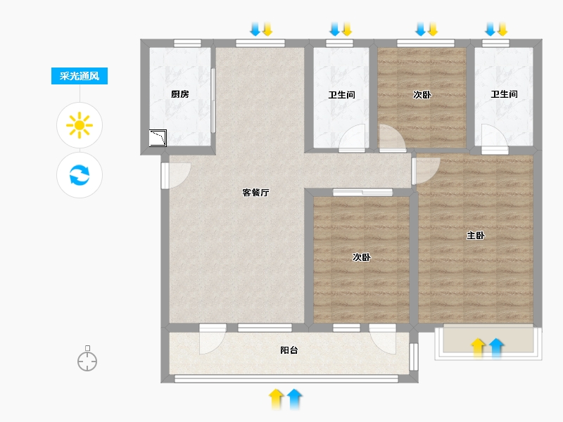 山东省-烟台市-融创迩海-91.34-户型库-采光通风