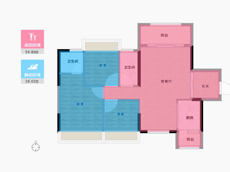 广东省-珠海市-恒荣·格拉斯堡-84.01-户型库-动静分区