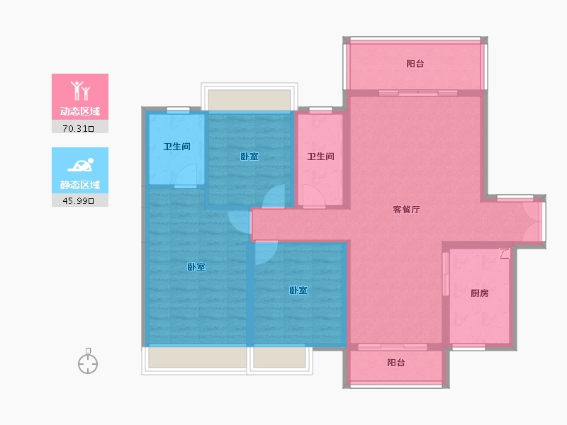 广东省-阳江市-绿洲凯德堡-104.47-户型库-动静分区