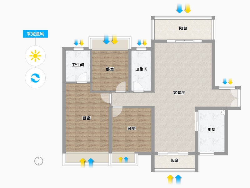 广东省-阳江市-绿洲凯德堡-104.47-户型库-采光通风