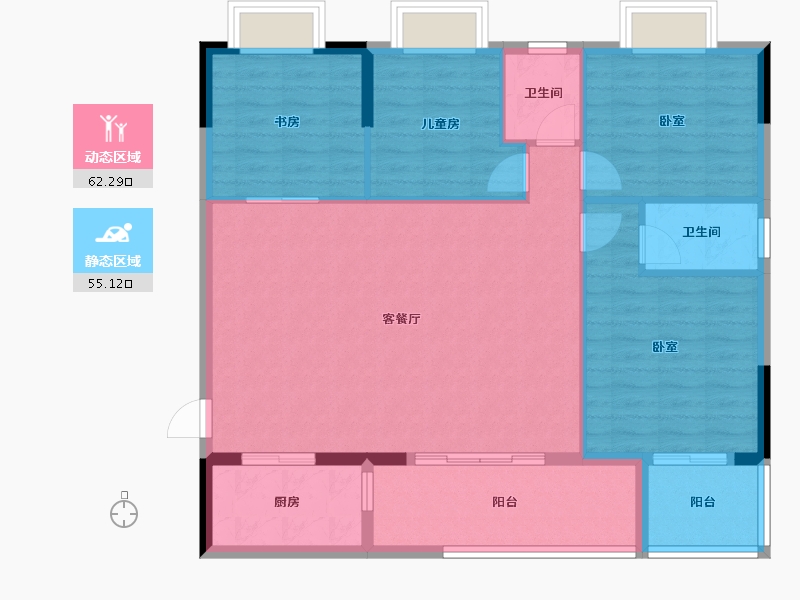 广东省-清远市-阳光里-107.31-户型库-动静分区