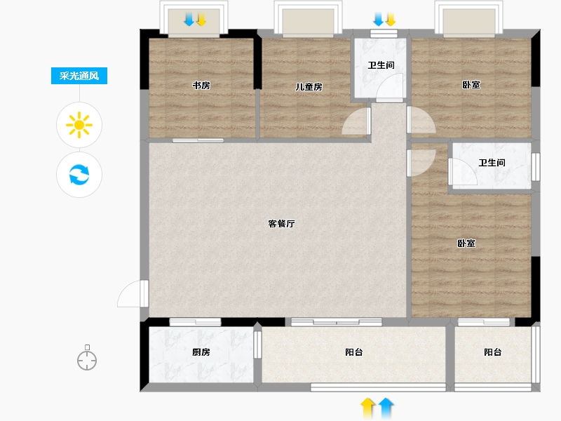 广东省-清远市-阳光里-107.31-户型库-采光通风