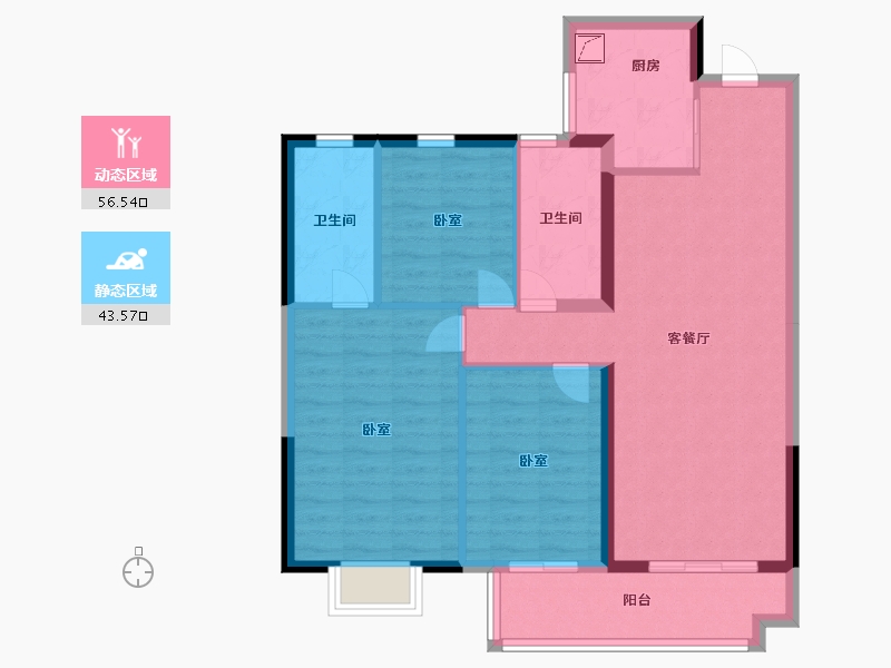 湖南省-长沙市-弘阳昕悦府-90.00-户型库-动静分区