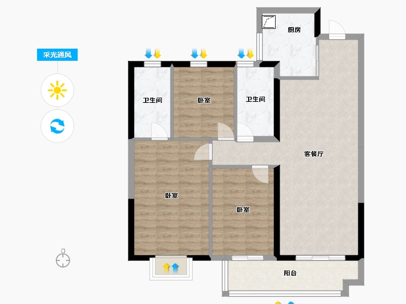 湖南省-长沙市-弘阳昕悦府-90.00-户型库-采光通风