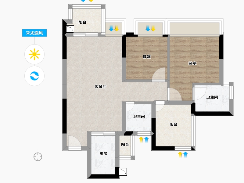 广东省-深圳市-珑门名苑-60.09-户型库-采光通风