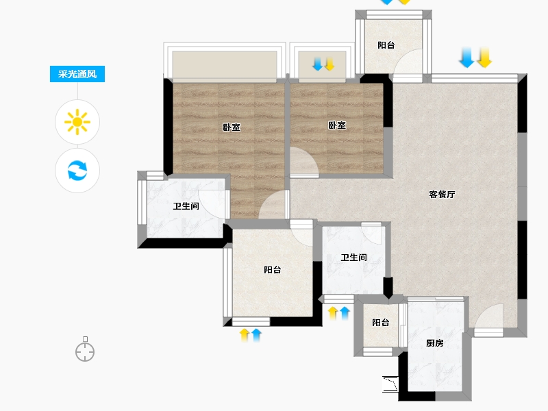 广东省-深圳市-珑门名苑-58.93-户型库-采光通风