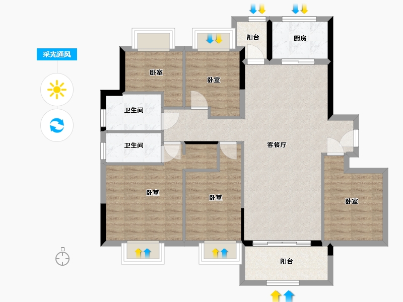 湖南省-长沙市-万科里梅溪郡-106.00-户型库-采光通风