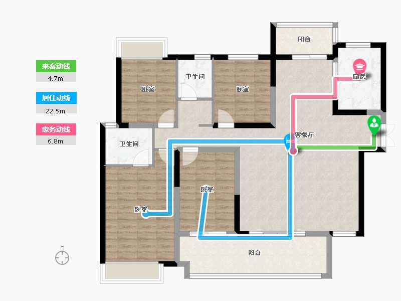 湖南省-长沙市-城发恒伟星雅韵-129.58-户型库-动静线