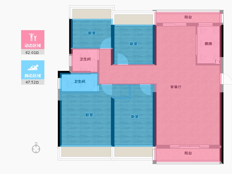 广东省-广州市-碧桂园·盛世花园-97.65-户型库-动静分区