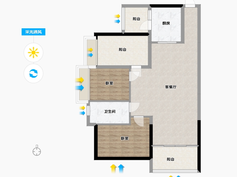 湖南省-郴州市-北湖中央公园-90.51-户型库-采光通风