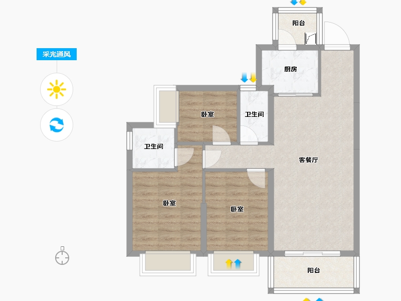 广东省-珠海市-方圆·月岛首府（珠海）-73.92-户型库-采光通风