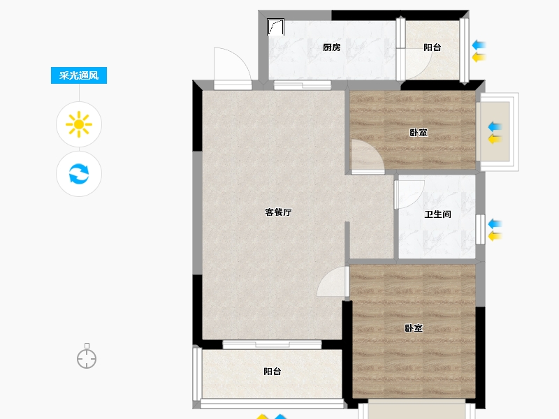 广东省-东莞市-恒大翡翠华庭-58.99-户型库-采光通风