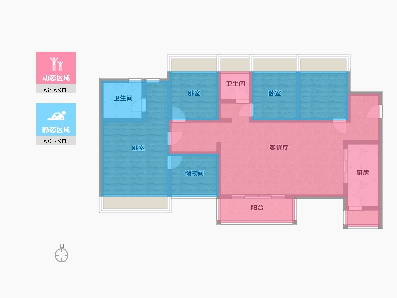 广东省-深圳市-佳兆业盐田城市广场二期凌云-114.22-户型库-动静分区