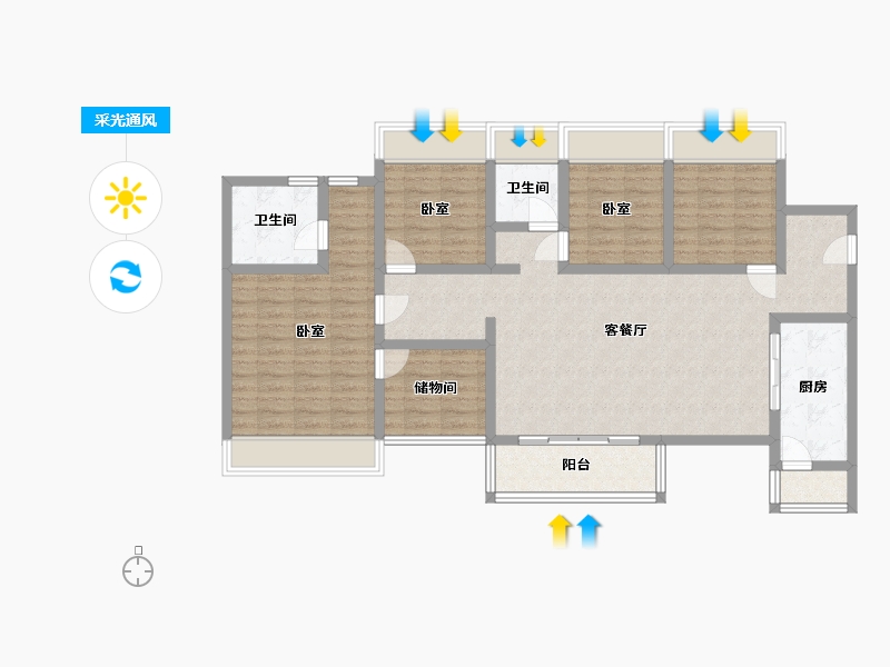 广东省-深圳市-佳兆业盐田城市广场二期凌云-114.22-户型库-采光通风