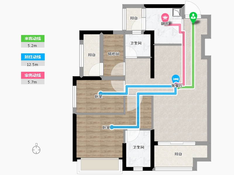 广东省-广州市-雅居乐融创三江府-76.00-户型库-动静线