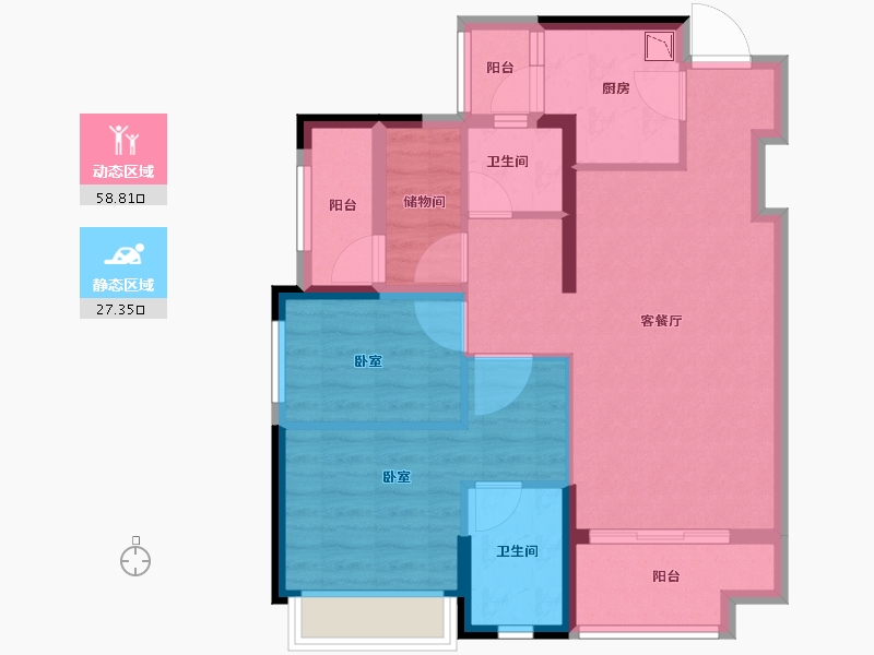 广东省-广州市-雅居乐融创三江府-76.00-户型库-动静分区