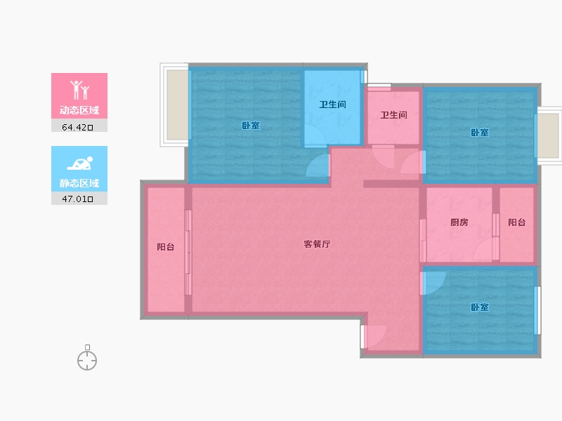 四川省-成都市-富堂金湾-99.57-户型库-动静分区