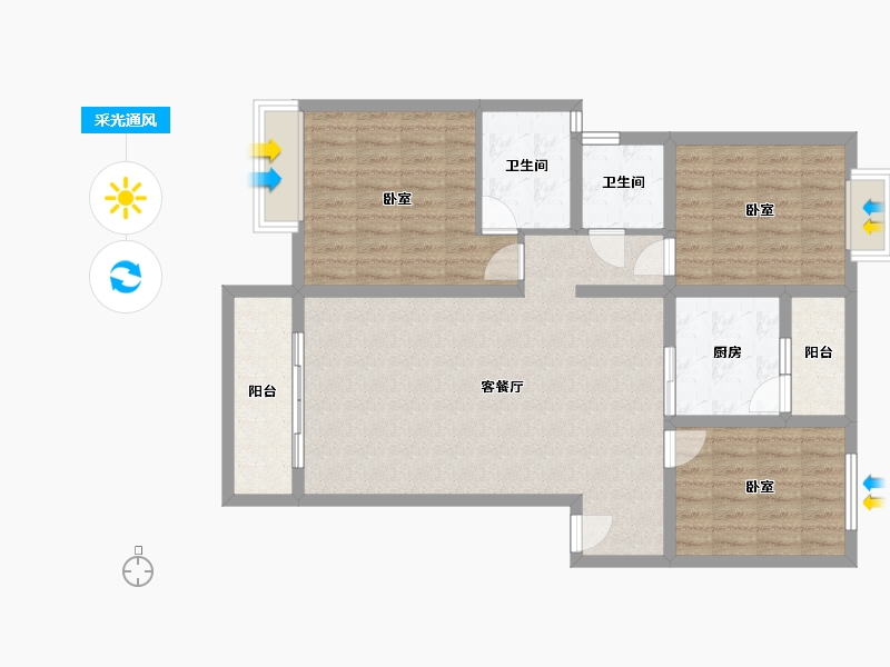 四川省-成都市-富堂金湾-99.57-户型库-采光通风