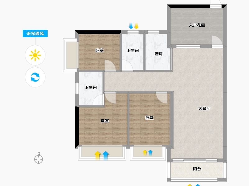 湖南省-郴州市-林邑翰庭-88.88-户型库-采光通风