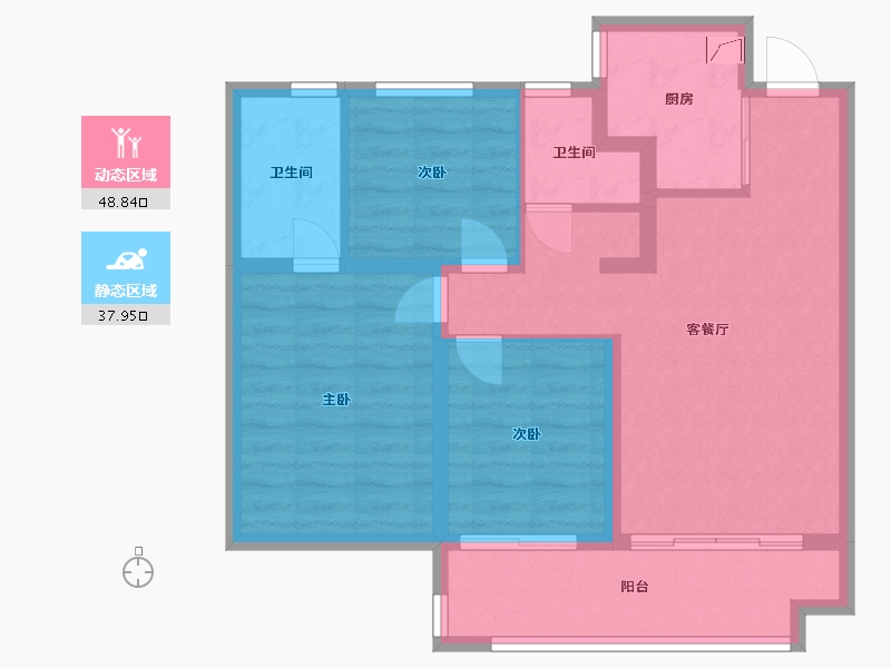 江苏省-南京市-荣盛花语馨城-77.00-户型库-动静分区