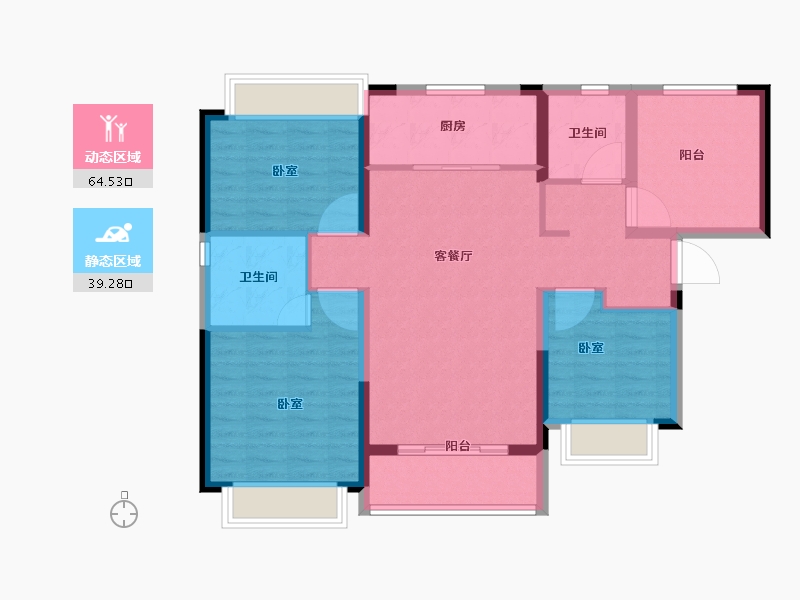 广东省-珠海市-湖心·金茂悦-93.00-户型库-动静分区