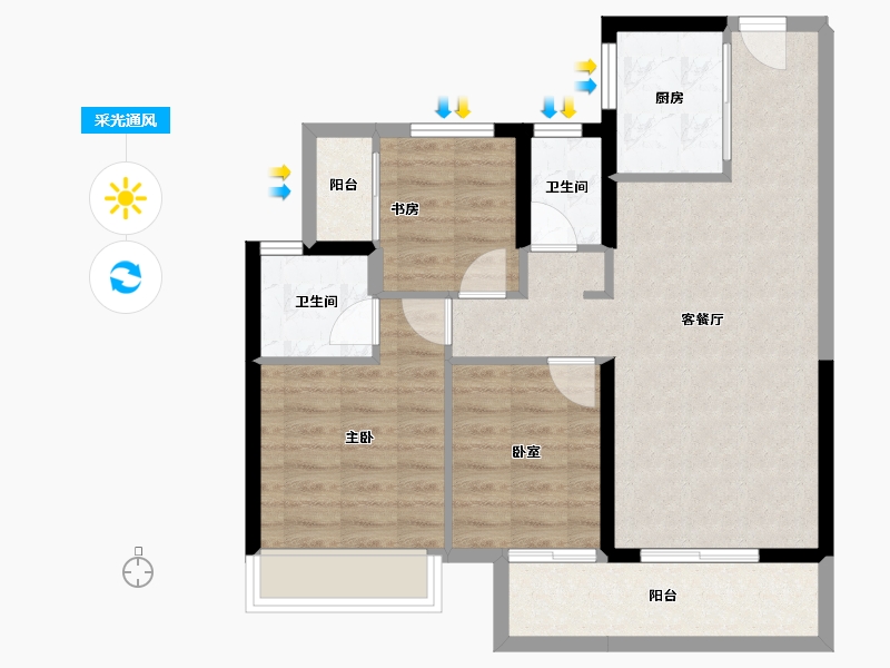 广东省-清远市-融创湖滨首府-73.99-户型库-采光通风