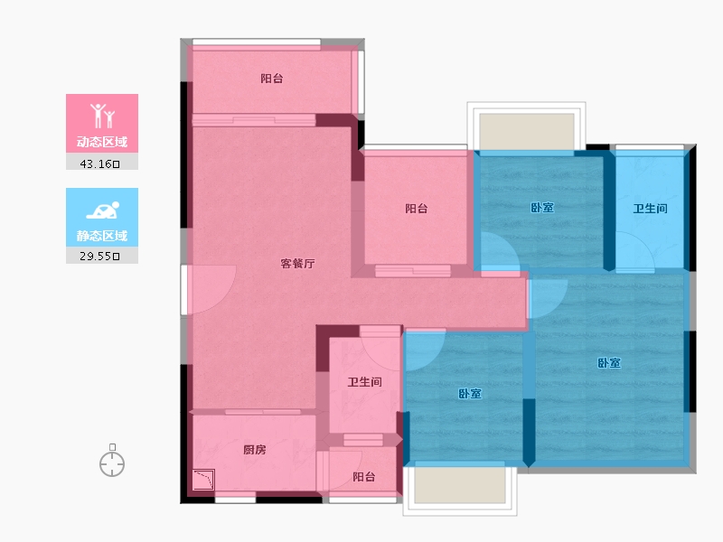 广东省-深圳市-东方盛世花园二期-63.48-户型库-动静分区