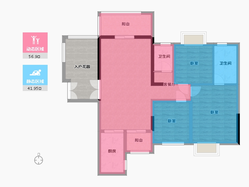 湖南省-长沙市-中南国际眼镜城-99.45-户型库-动静分区